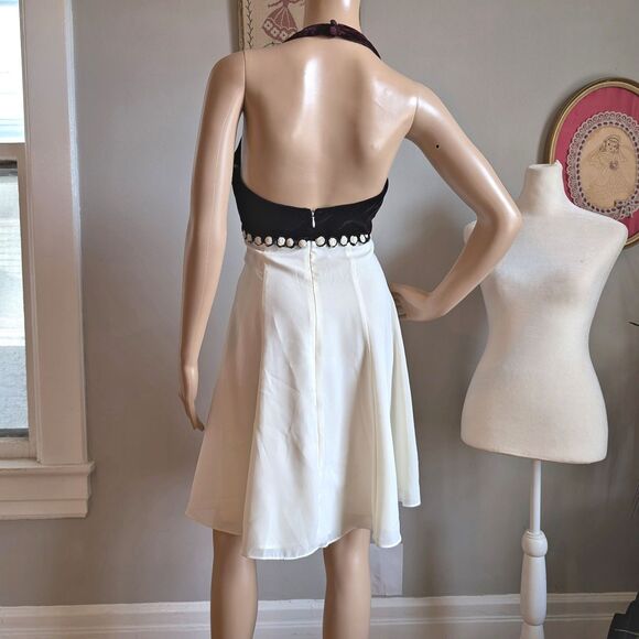 NWT Vintage 90s Upbeat Babydoll Dress Mini Halter Velvet Empire Waist Size 9 - Picture 10 of 10